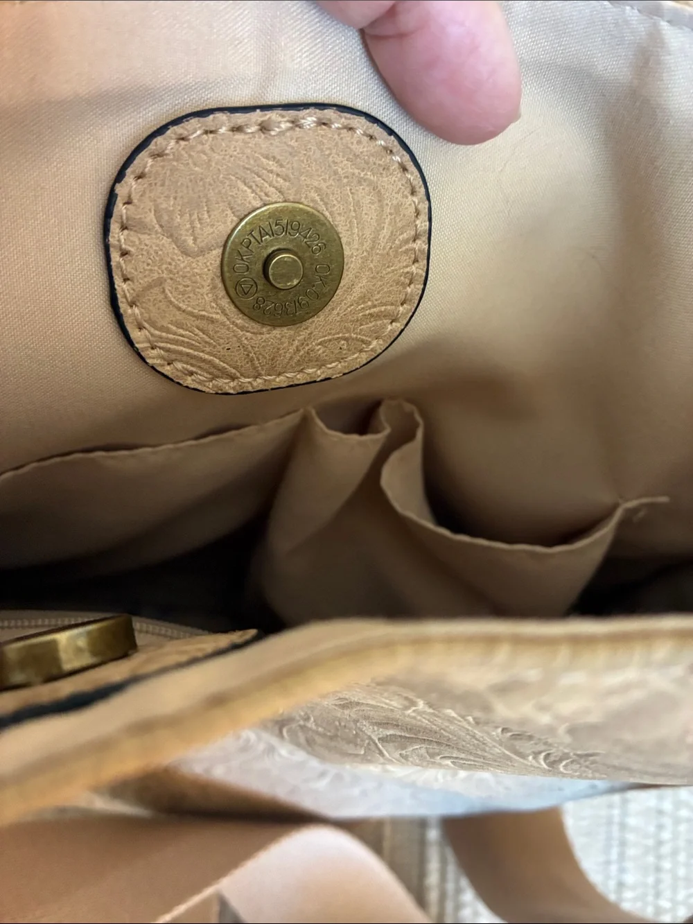 Wonderly Beige Floral-Embossed Crossbody Bag